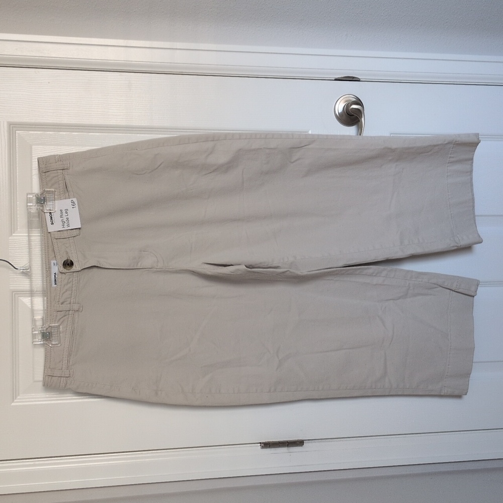 NWT Sonoma High Rise Wide Leg Khaki Cropped Pants - 16P